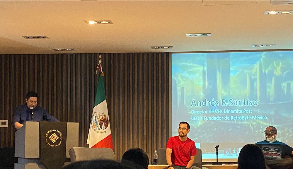Durante su charla, comentó que los efectos visuales son técnicas para crear o manipular imágenes fuera o dentro del contexto de la grabación y que existen diferentes tipos.