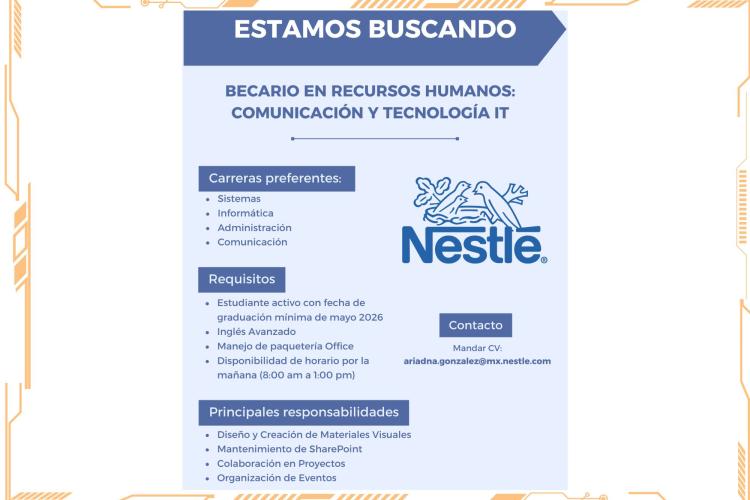 Vacante: Becario en Recursos Humanos - Comunicación y Tecnología IT